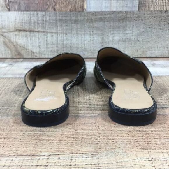 Franco Sarto Black Gold Baroque Russo Mules Womens 6M‎ Pointed Toe Flats Slides - Picture 7 of 12
